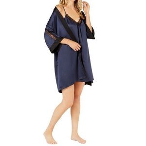 Linea Donatella Womens Sets To Go Satin Wrap Robe;Large